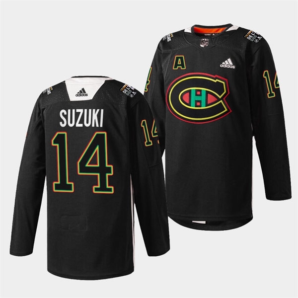  Mens Montreal Canadiens #14 Nick Suzuki Black History Night Jersey 