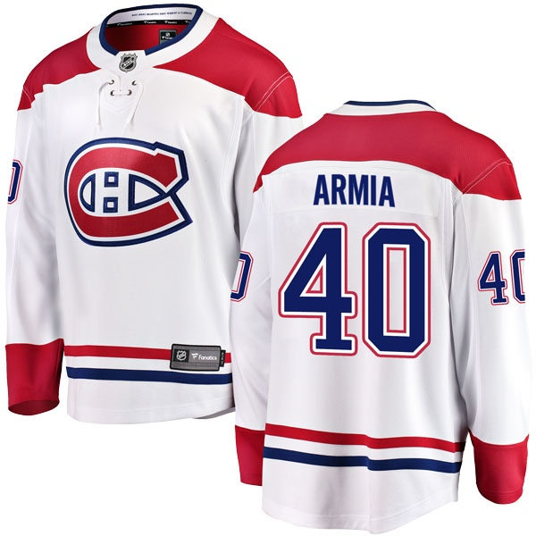  Mens Montreal Canadiens #40 Joel Armia Stitched Adidas Away White Jersey  