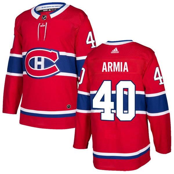  Mens Montreal Canadiens #40 Joel Armia Stitched Adidas Home Red Jersey 