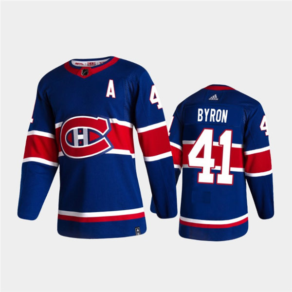  Mens Montreal Canadiens #41 Paul Byron Adidas 2021 Royal Reverse Retro Special Edition Jersey   