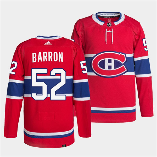  Mens Montreal Canadiens #52 Justin Barron adidas Home Red Jersey 