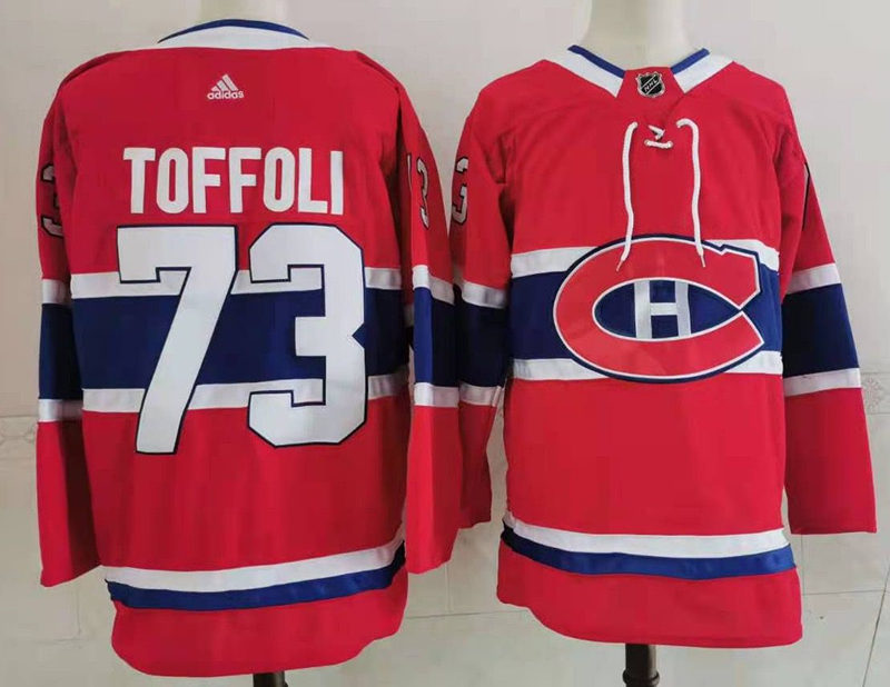  Mens Montreal Canadiens #73 Tyler Toffoli Stitched Adidas Home Red Jersey 