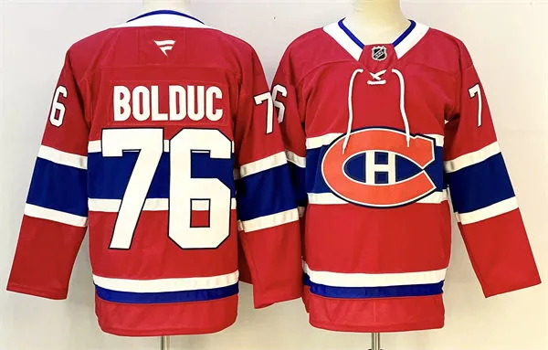  Mens Montreal Canadiens #76 Zachary Bolduc Fanatics Home Red Jersey 