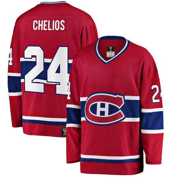  Mens Montreal Canadiens Retired Player #24 Chris Chelios Red CCM Throwback Jersey 