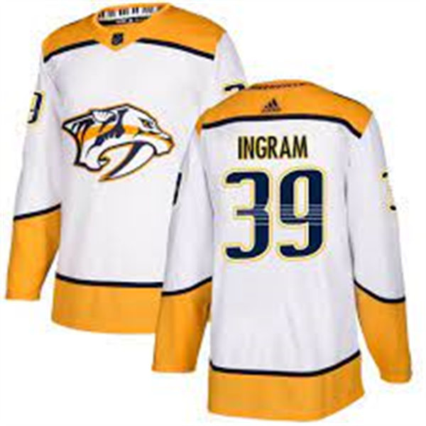  Mens Nashville Predators #39 Connor Ingram Adidas White Away Premier Player Jersey 