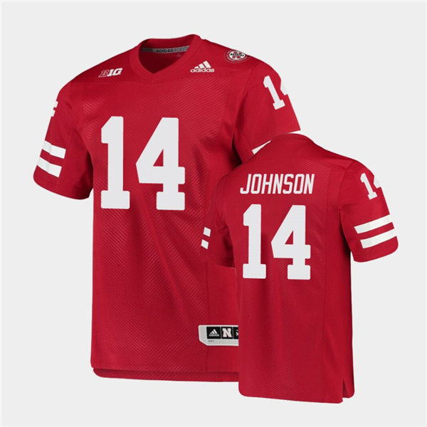  Mens Nebraska Cornhuskers #14 Rahmir Johnson adidas Home Scarlet College Football Game Jersey