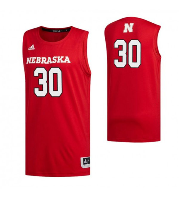  Mens Nebraska Huskers #30 Keisei Tominaga 2020 Scarlet Adidas College Basketball Game Jersey
