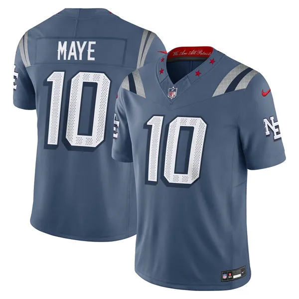  Mens New England Patriots #10 Drake Maye Storm Blue Rivalries Collection F.U.S.E. Limited Jersey 
