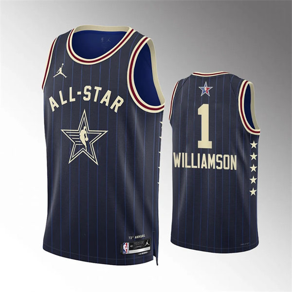  Mens New Orleans Pelicans #1 Zion Williamson Navy 2024 NBA All-Star Game Swingman Jersey 