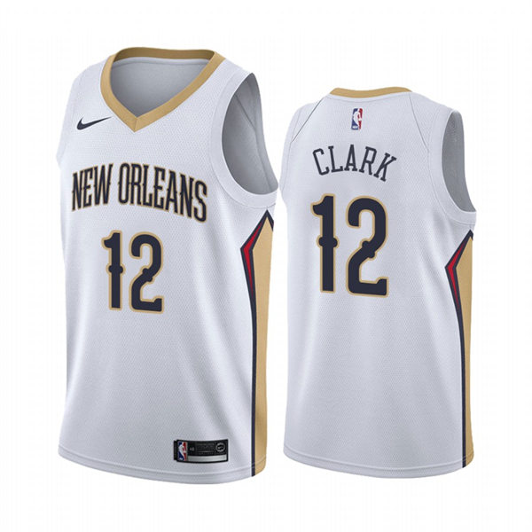  Mens New Orleans Pelicans #12 Gary Clark White Association Edition Jersey 