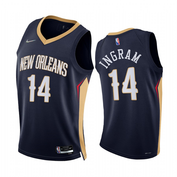  Mens New Orleans Pelicans #14 Brandon Ingram Navy Icon Edition Jersey 