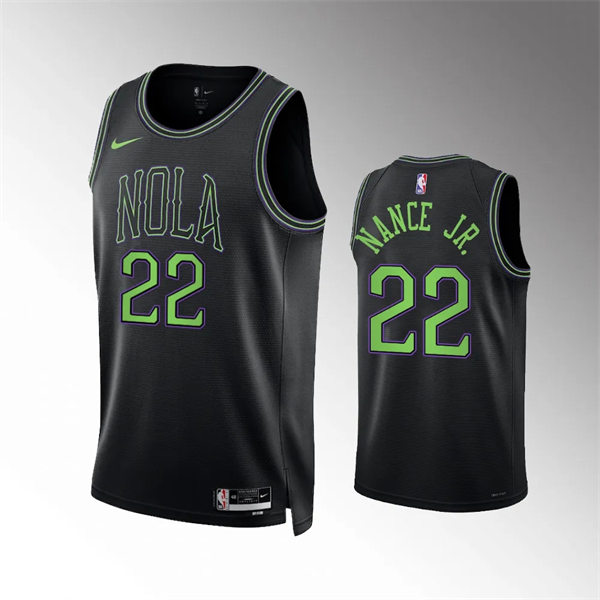  Mens New Orleans Pelicans #22 Larry Nance Jr. Nike Black 2023-24 City Edition Jersey 
