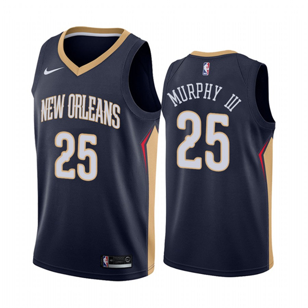  Mens New Orleans Pelicans #25 Trey Murphy III Navy 2021-22 Diamond Badge Icon Edition Jersey 