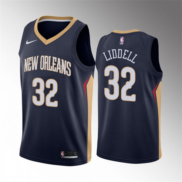  Mens New Orleans Pelicans #32 E.J. Liddell Navy Icon Edition Jersey 