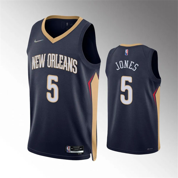 Mens New Orleans Pelicans #5 Herbert Jones Navy Icon Edition Jersey 