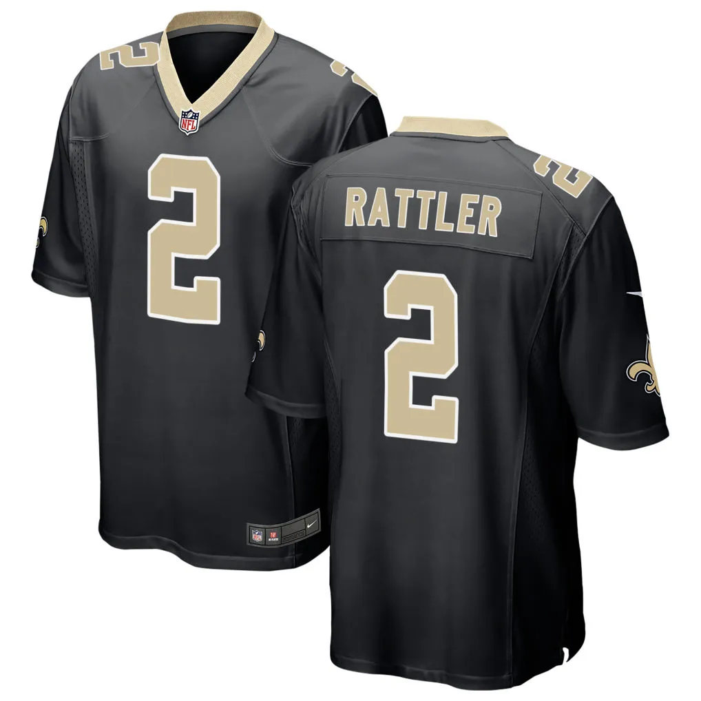  Mens New Orleans Saints #2 Spencer Rattler Nike Black Vapor F.U.S.E Limited Jersey 