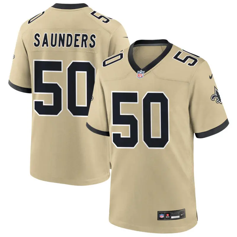  Mens New Orleans Saints #50 Khalen Saunders Nike Gold Gameday Golds Alternate F.U.S.E. Limited Jersey 
