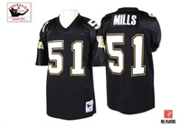  Mens New Orleans Saints #51 Sam Mills Black 1987 Mitchell & Ness Throwback Football Jersey 
