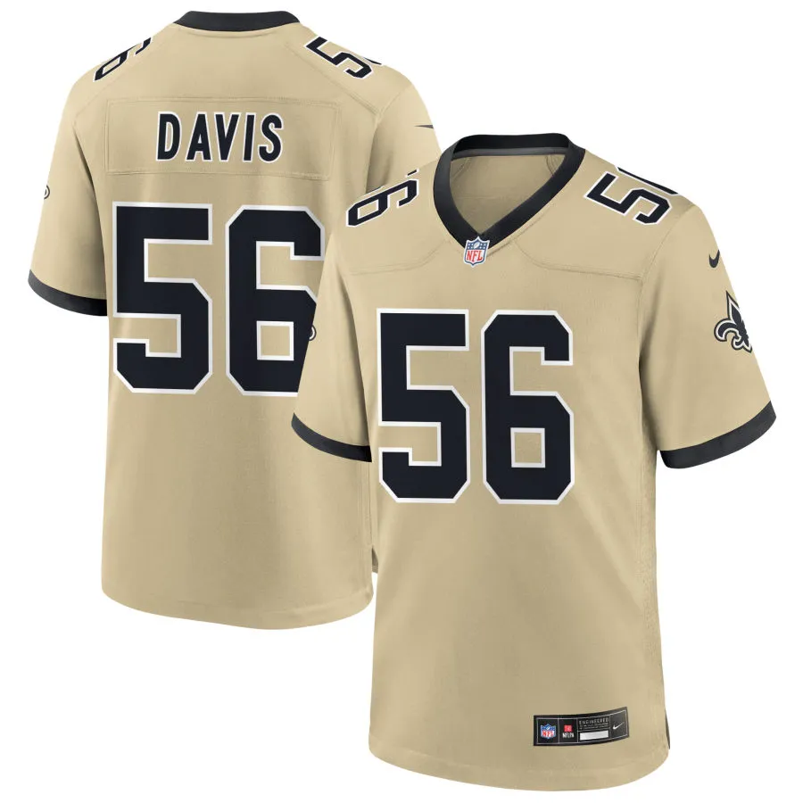  Mens New Orleans Saints #56 Demario Davis Nike Gold Gameday Golds Alternate F.U.S.E. Limited Jersey  