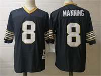  Mens New Orleans Saints #8 Archie Manning Black Mitchell & Ness Throwback Football Jersey 