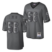  Mens New York Giants #56 Lawrence Taylor Mitchell&Ness Throwback Charcoal Metal Legacy Jersey 