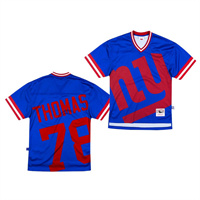  Mens New York Giants #78 Andrew Thomas Mitchell&Ness Royal Big Face Jersey 