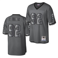  Mens New York Giants #92 Michael Strahan Mitchell&Ness Throwback Charcoal Metal Legacy Jersey 