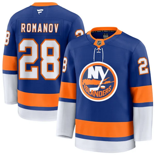  Mens New York Islanders #28 Alexander Romanov Fanatics Royal Home Jersey 