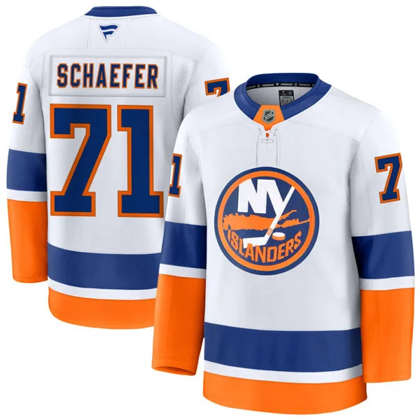  Mens New York Islanders #71 Matthew Schaefer Fanatics Away White Jersey 