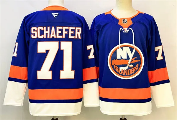  Mens New York Islanders #71 Matthew Schaefer Fanatics Royal Home Jersey 