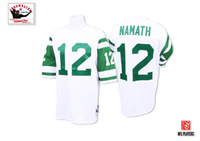  Mens New York Jets #12 Joe Namath White Mitchell & Ness NFL Throwback Football Jersey  