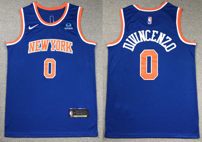  Mens New York Knicks #0 Donte DiVincenzo 2023-24 Icon Edition Swingman Jersey Royal 