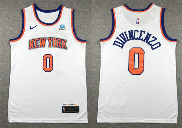  Mens New York Knicks #0 Donte DiVincenzo Nike White Association Edition Jersey 