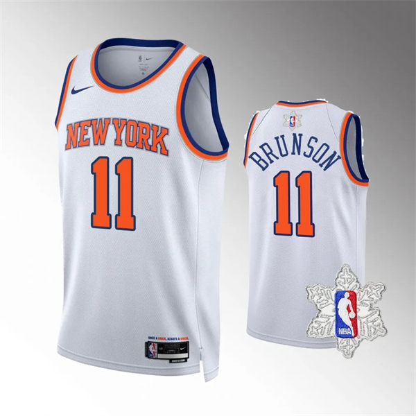  Mens New York Knicks #11 Jalen Brunson Nike White Association Edition Jersey 