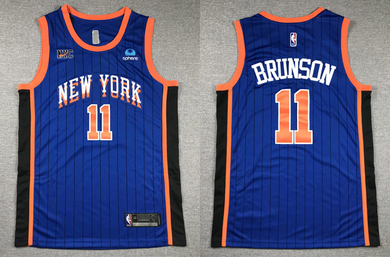  Mens New York Knicks #11 Jalen Brunson Royal 2023-24 City Edition Jersey 