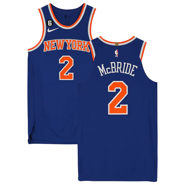  Mens New York Knicks #2 Miles McBride 2023-24 Icon Edition Swingman Jersey Royal 