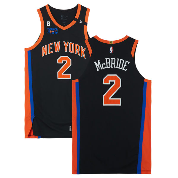  Mens New York Knicks #2 Miles McBride Black 2023-24 Statement Edition Jersey 