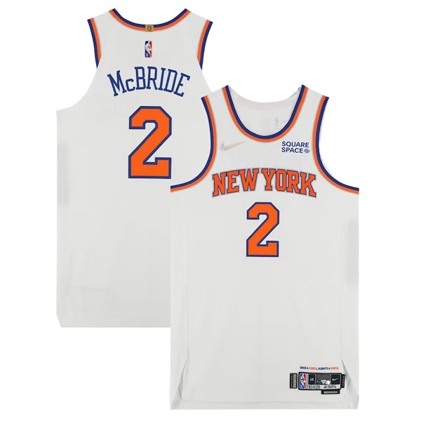  Mens New York Knicks #2 Miles McBride Nike White 2023-24 Association Edition Jersey 