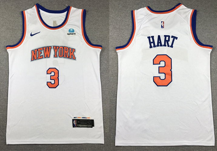  Mens New York Knicks #3 Josh Hart Nike White 2023-24 Association Edition Jersey 