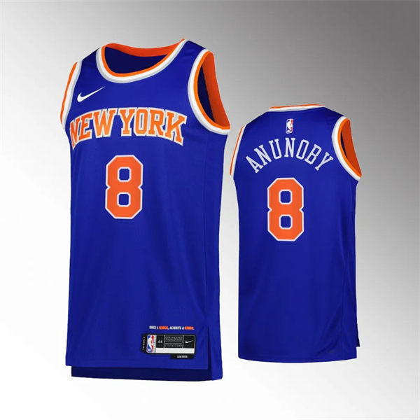  Mens New York Knicks #8 OG Anunoby 2023-24 Icon Edition Swingman Jersey Royal 