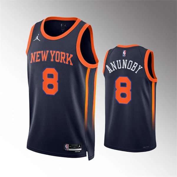  Mens New York Knicks #8 OG Anunoby Black 2023-24 Statement Edition Jersey 