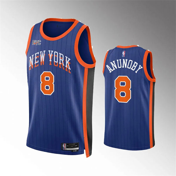  Mens New York Knicks #8 OG Anunoby Royla 2023-24 City Edition Swingman Jersey 
