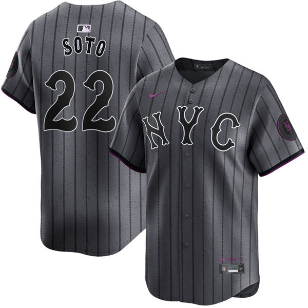  Mens New York Mets #22 Juan Soto  Nike Graphite 2024 City Connect Limited Jersey 