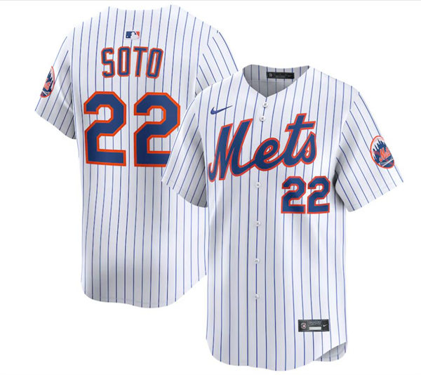  Mens New York Mets #22 Juan Soto Nike White Home Limited Player Jersey 