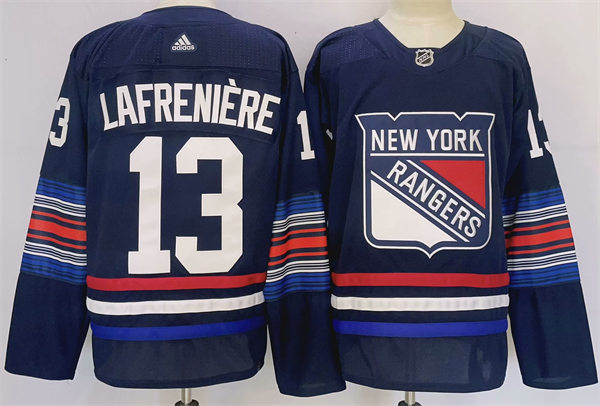  Mens New York Rangers #13 Alexis Lafreniere 2023-24 Navy Alternate Premier Jersey 