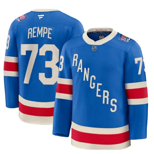  Mens New York Rangers #73 Matt Rempe Fanatics 100th Anniversary Premium Centennial Jersey 