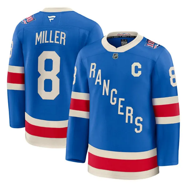  Mens New York Rangers #8 J. T. Miller Fanatics 100th Anniversary Premium Centennial Jersey 