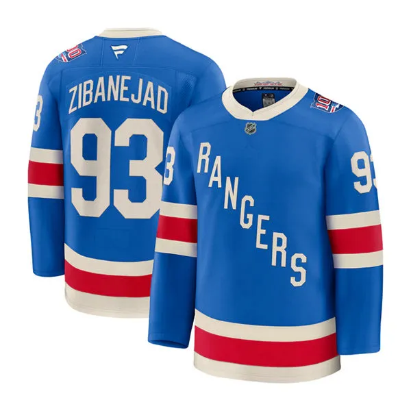  Mens New York Rangers #93 Mika Zibanejad Fanatics 100th Anniversary Premium Centennial Jersey 