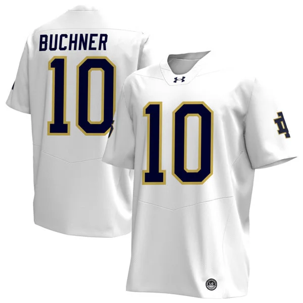  Mens Notre Dame Fighting Irish #10 Tyler Buchner 2025 White with Name College Football  Jersey 