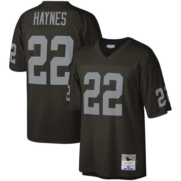  Mens Oakland Raiders #22 Mike Haynes Black Mitchell & Ness 1985 Legacy Throwback Jersey 